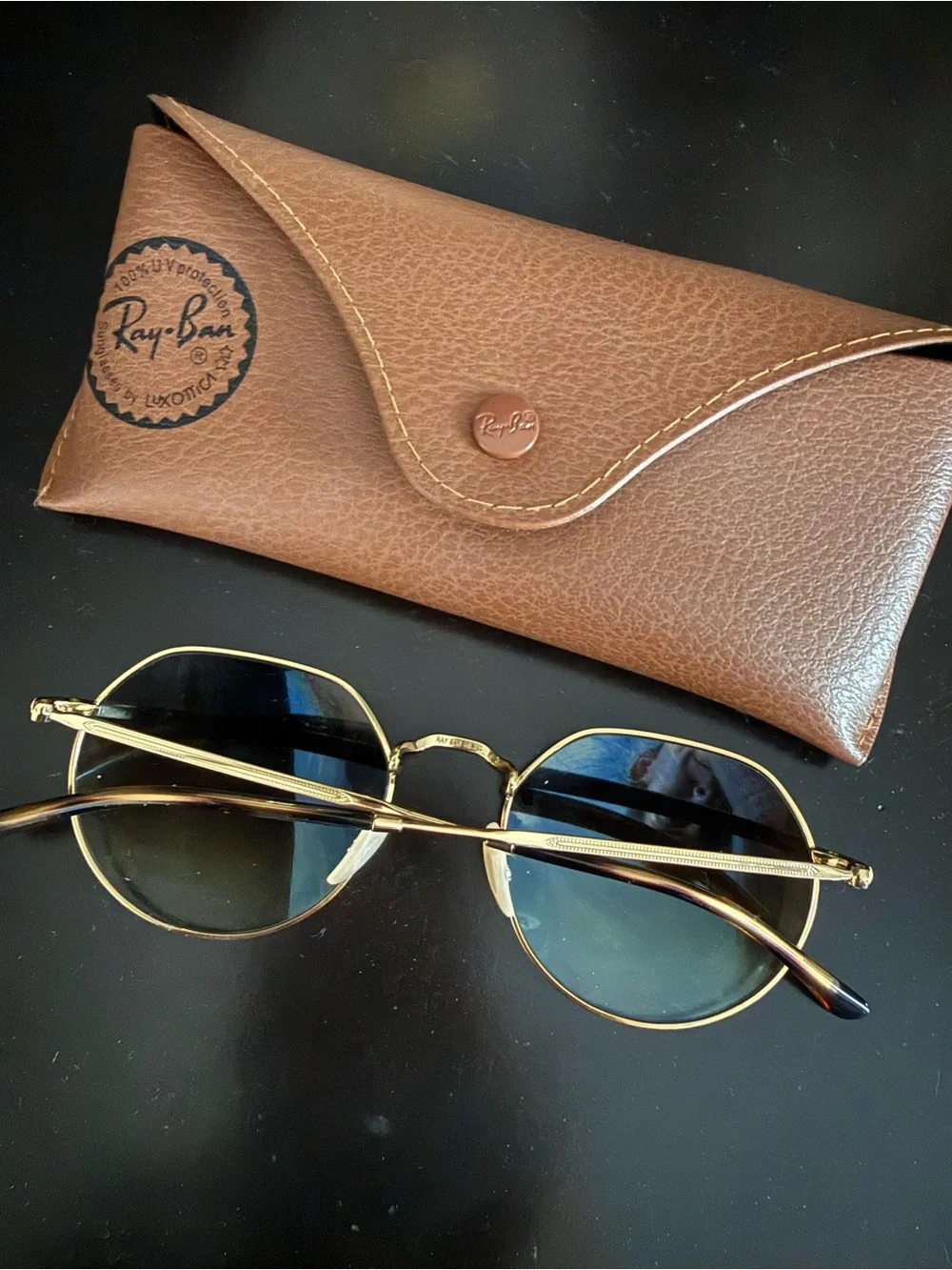 Ray-Ban Gold Frame Sunglasses with Brown Lenses